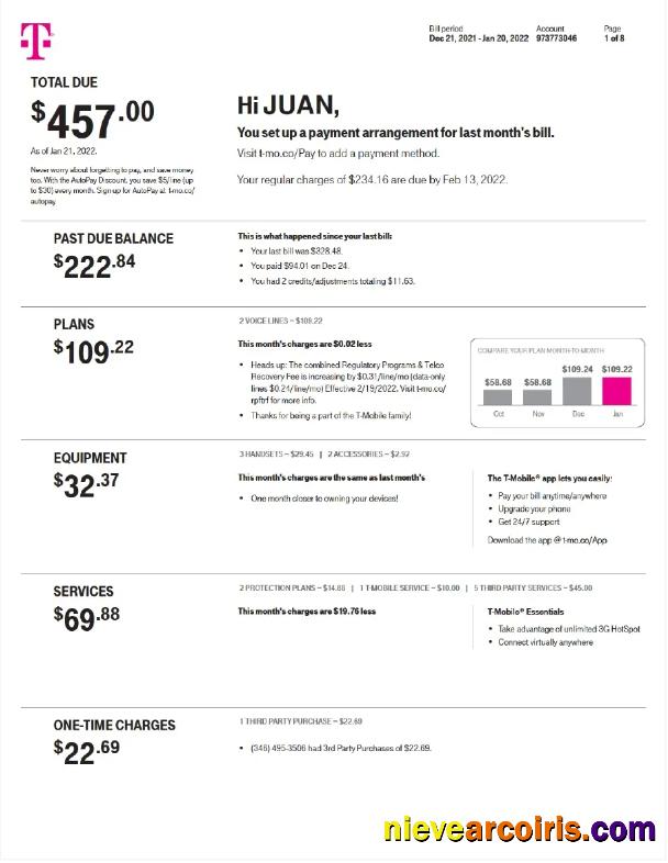 NETHERLANDS T-MOBILE utility bill